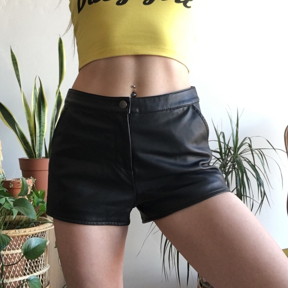 Faux leather shorts